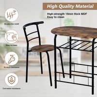 Dining Table & Chair Set for Kitchen, Dining Room, 3-Piece Compact Space Wooden Steel Frame