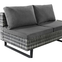 Mixed Grey Rattan Corner Sofa Set Industrial Style with Coffee Table Garden Furniture Set Anti-UV Cushions Removable Covers