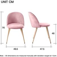 Dining Chair Velvet Fabric Upholstered Armchair Set of 2 Home Lounge Furniture Pink