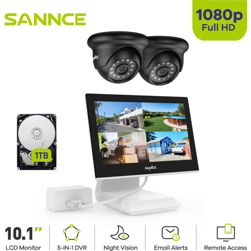 SANNCE 4CH 5 en 1 1080p Sistema de cámara de seguridad CCTV DVR y cámara de  vigilancia CCTV con cable 1080p para interiores y exteriores Kits de  videovigilancia 4 cámaras - Sin disco duro