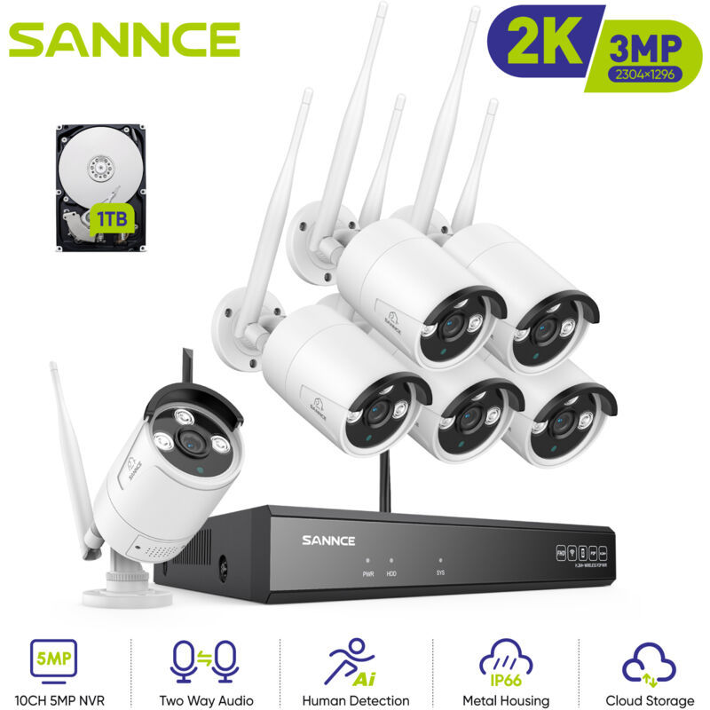 10CH 3MP Kit caméra de surveillance sans fil avec enregistrement audio -  SANNCE Store –