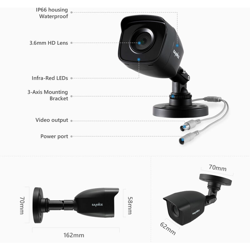factible encima nada SANNCE Sistema de cámara de seguridad CCTV 1080N con 5 en 1 1080N H.264 DVR  y 8 * 1080P HD cámaras de seguridad - No contiene un disco duro