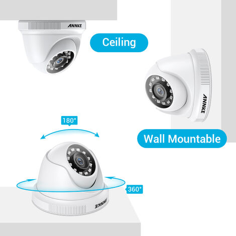 ANNKE Cámara de seguridad de 1080p, cámara CCTV 4 en 1 con cable,  AHD/TVI/CVI/CVBS, cámara de vigilancia analógica para uso en interiores y