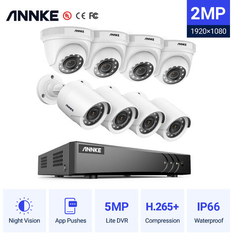 ANNKE Sistema de seguridad CCTV con cable de 8 canales 5MP 5 en