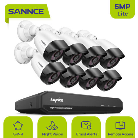 SANNCE 4CH 5 en 1 1080p Sistema de cámara de seguridad CCTV DVR y cámara de  vigilancia CCTV con cable 1080p para interiores y exteriores Kits de  videovigilancia 4 cámaras - Sin disco duro