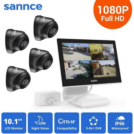 Humo jalea Impresión SANNCE KIT Video Vigilancia con pantalla 10.1 pulgadas LCD 4CH DVR + 4  cámara domo HD
