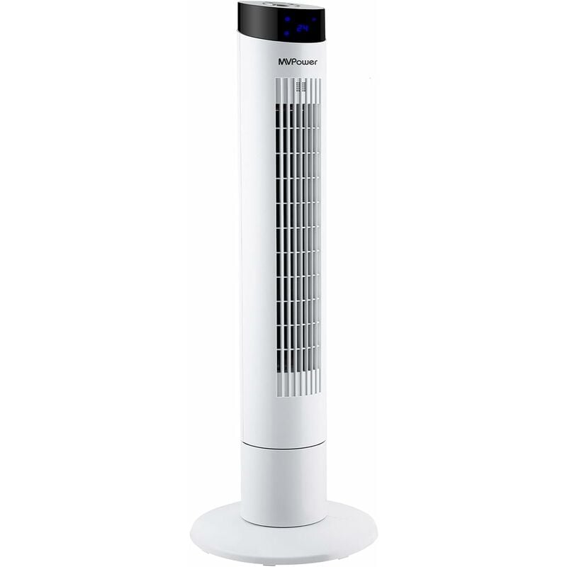 BAMNY Ventilador de Torre Oscilante 60°, Potencia: 60W, 3 Velocidades Silenciosas + 3 Modos, con Mando a Distancia 5M, Modo de Iones Negativos, Modo de Sueño 8H, Blanco