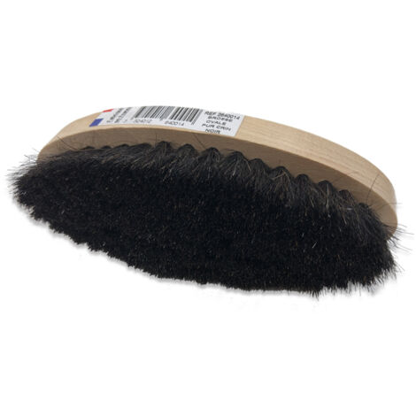 Brosse de nettoyage ovale en crin de cheval véritable – Support en hêtre vernis – Pour entretien cuir et textile – Saphir Naturel