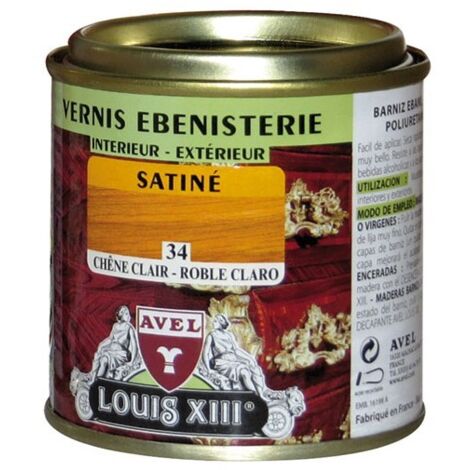 Vernis pour meuble satin 125 ml – Monocomposant à base de résines polyuréthanes – Finition merisier intérieur et extérieur – Avel