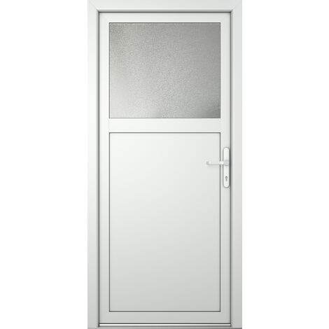 Porte de service PVC M01, blanc/blanc, largeur: 80cm, hauteur: 200cm, sens d'ouverture: tirant droit