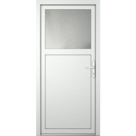 Porte de service PVC M01, blanc/blanc, largeur: 98cm, hauteur: 200cm, sens d'ouverture: tirant droit