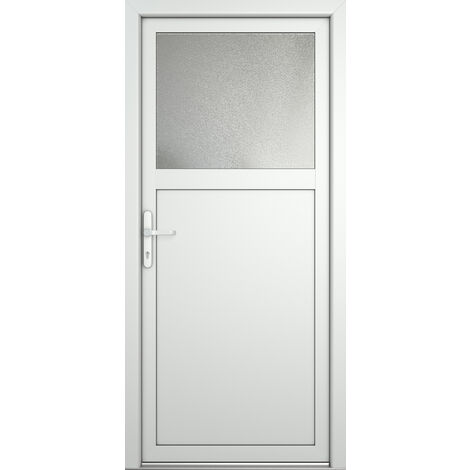 Porte de service PVC M01, blanc/blanc, largeur: 88cm, hauteur: 200cm, sens d'ouverture: tirant gauche
