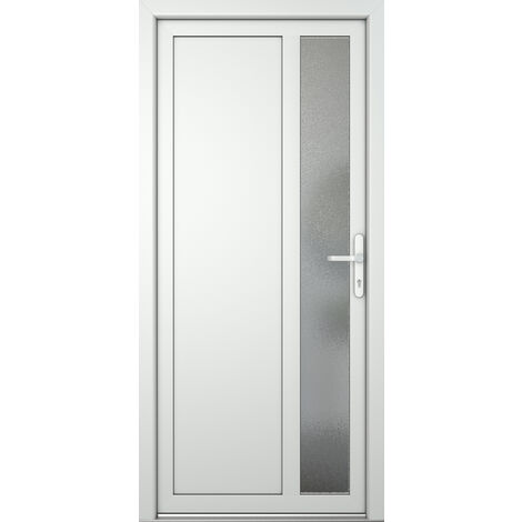 Porte de service PVC M04, blanc/blanc, largeur: 98cm, hauteur: 200cm, sens d'ouverture: tirant droit