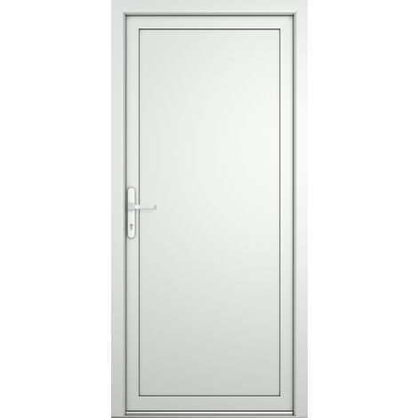 Porte de service PVC M06, blanc/blanc, largeur: 90cm, hauteur: 205cm, sens d'ouverture: tirant gauche