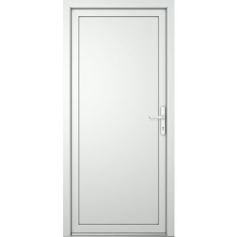 Porte de service PVC M06, blanc/blanc, largeur: 80cm, hauteur: 200cm, sens d'ouverture: tirant droit