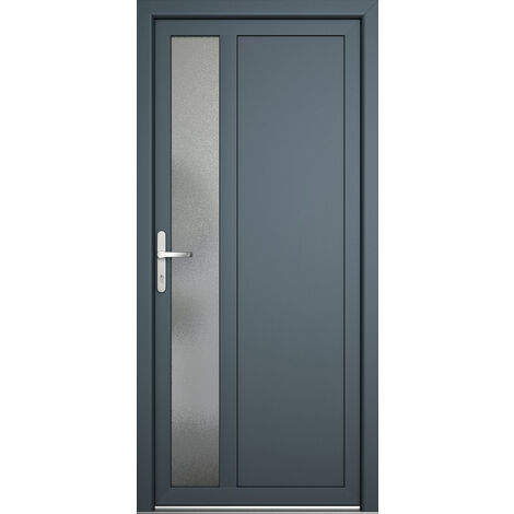 Meeth – Porte de service PVC 98cm x 200cm – Sens d'ouverture tirant gauche – Isolation thermique efficace – Cadre renforcé en acier