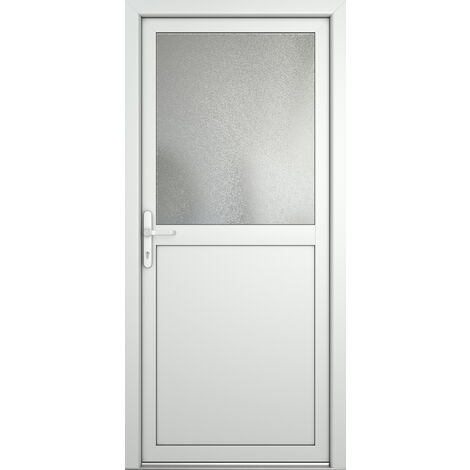 Meeth – Porte d'entrée PVC 98cm x 200cm – Ouvrant extérieur tirant gauche – Cadre multichambre renforcé – Isolation thermique optimale