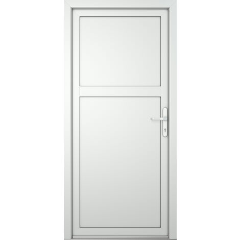 Porte de service 07, ouvrant vers l’extérieur, blanc/blanc, largeur: 88cm, hauteur: 200cm, sens d'ouverture: tirant droit
