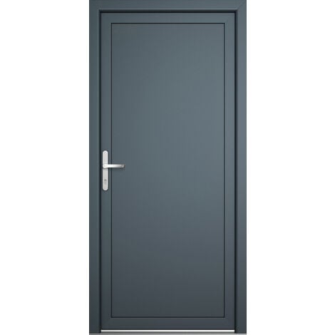 Porte de service 06, ouvrant vers l’extérieur, blanc/titane largeur: 80cm, hauteur: 200cm, sens d'ouverture: tirant gauche