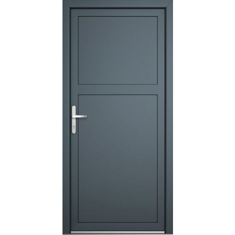 Porte de service 07, ouvrant vers l’extérieur, blanc/titane largeur: 80cm, hauteur: 205cm, sens d'ouverture: tirant gauche
