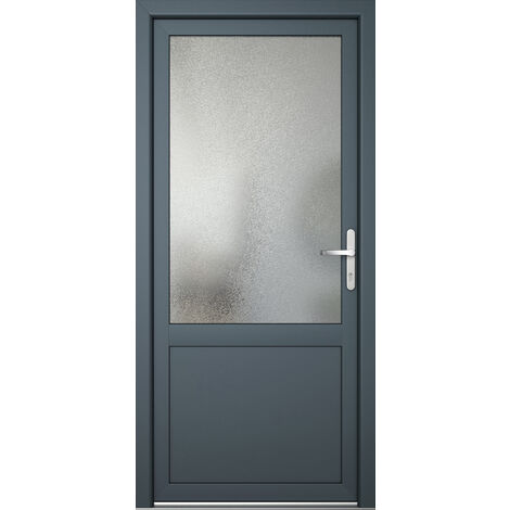 Meeth – Porte de service 03 – Ouvrant vers l'extérieur – Blanc/titane – Largeur 98 cm – Hauteur 200 cm – Sens d'ouverture tirant droit