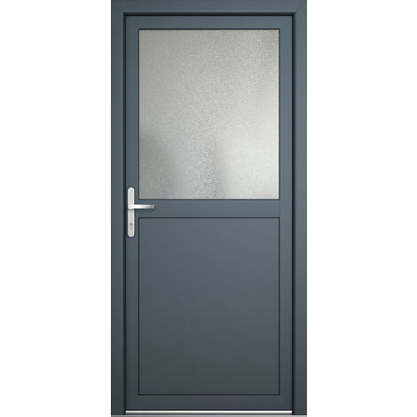 Porte de service 02, ouvrant vers l’extérieur, blanc/titane largeur: 90cm, hauteur: 205cm, sens d'ouverture: tirant gauche