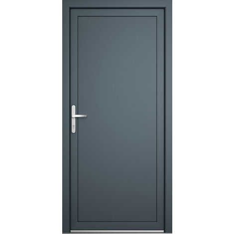 Meeth – Porte d'entrée PVC 80cm – Hauteur 205cm – Ouvrant extérieur – Cadre renforcé en plastique et acier – Isolation thermique Ud 1,4 W(m²K)
