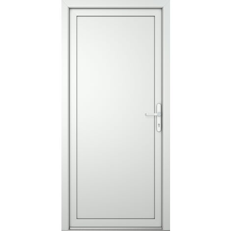 Porte de service 06, ouvrant vers l’extérieur, blanc/blanc, largeur: 88cm, hauteur: 200cm, sens d'ouverture: tirant droit