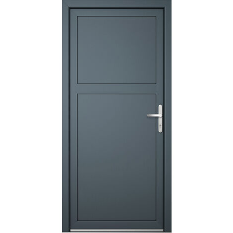 Porte de service 07, ouvrant vers l’extérieur, blanc/titane largeur: 88cm, hauteur: 200cm, sens d'ouverture: tirant droit