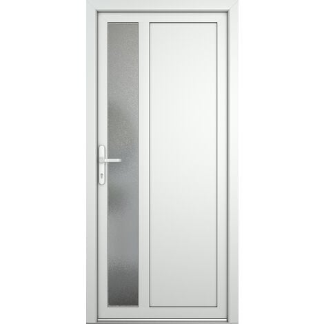 Porte de service 04, ouvrant vers l’extérieur, blanc/blanc, largeur: 90cm, hauteur: 205cm, sens d'ouverture: tirant gauche