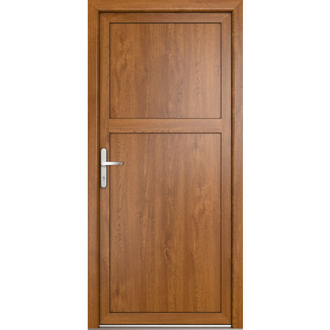 Porte de service 07, ouvrant vers l’extérieur, blanc/golden oak largeur: 80cm, hauteur: 200cm, sens d'ouverture: tirant gauche