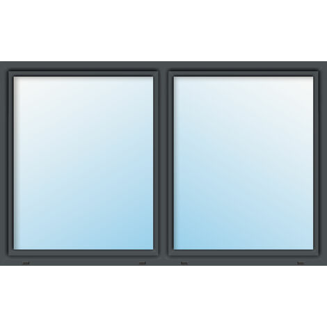 Uw 0,86 Fenêtre  PVC, triple vitrage, blanc/titane, 2 vantaux á battue, largeur 160 cm, hauteur 125 cm