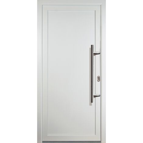 Portes d'entrée aluminium modèle 01, intérieur: blanc, extérieur: blanc largeur: 88cm, hauteur: 208cm, sens d'ouverture: tirant droit