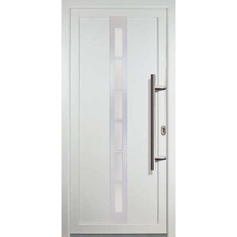 Portes d'entrée  aluminium modèle 38, intérieur: blanc, extérieur: blanc largeur: 108cm, hauteur: 208cm, sens d'ouverture: tirant droit