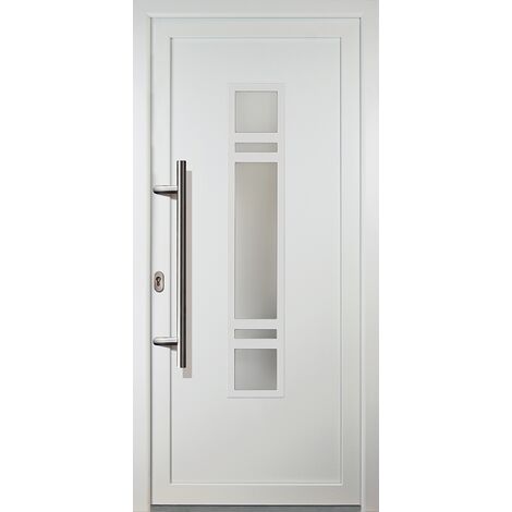 Portes d'entrée aluminium modèle 83, intérieur: blanc, extérieur: blanc largeur: 108cm, hauteur: 200cm, sens d'ouverture: tirant gauche