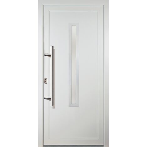Portes d'entrée  aluminium modèle 70, intérieur: blanc, extérieur: blanc largeur: 98cm, hauteur: 208cm, sens d'ouverture: tirant gauche