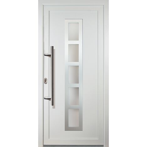 Portes d'entrée aluminium modèle 51, intérieur: blanc, extérieur: blanc largeur: 88cm, hauteur: 200cm, sens d'ouverture: tirant gauche