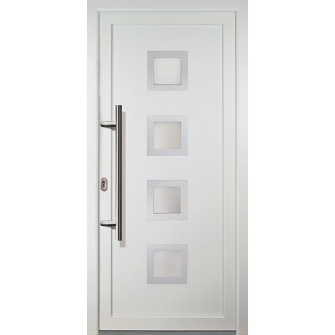 Portes d'entrée aluminium modèle 84, intérieur: blanc, extérieur: blanc largeur: 98cm, hauteur: 200cm, sens d'ouverture: tirant gauche