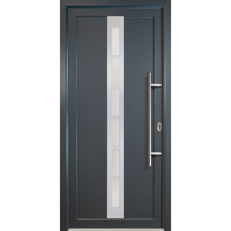 Portes d'entrée aluminium modèle 38, intérieur: titan, extérieur: titan largeur: 98cm, hauteur: 200cm, sens d'ouverture: tirant droit