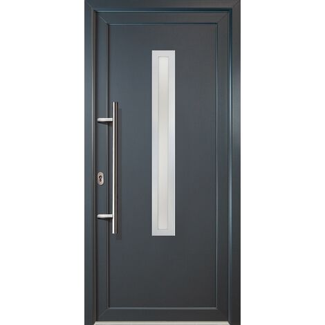 Portes d'entrée  aluminium modèle 70, intérieur: titan, extérieur: titan largeur: 108cm, hauteur: 208cm, sens d'ouverture: tirant gauche