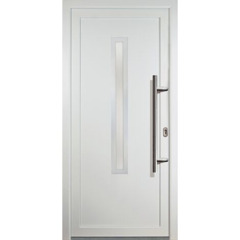 Portes d'entrée classique modèle 70, intérieur: blanc, extérieur: blanc largeur: 98cm, hauteur: 200cm, sens d'ouverture: tirant droit
