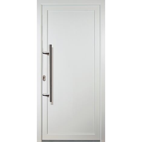 Meeth – Porte d'entrée PVC blanche 108x208cm – Sens d'ouverture tirant gauche – Double vitrage isolant – Isolation thermique 1,6 Ud (W/m²K)