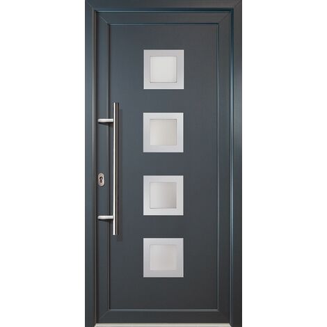 Portes d'entrée aluminium modèle 84, intérieur: titan, extérieur: titan largeur: 98cm, hauteur: 208cm, sens d'ouverture: tirant gauche