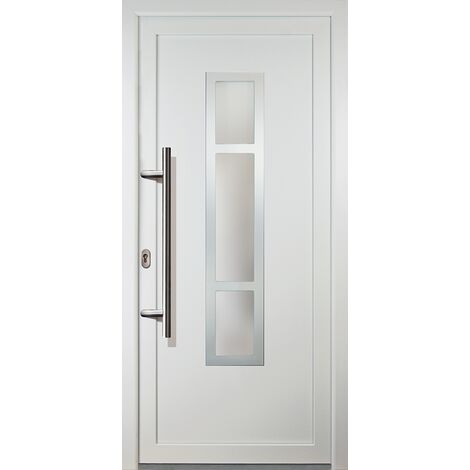 Portes d'entrée classique modèle 87, intérieur: blanc, extérieur: blanc largeur: 88cm, hauteur: 208cm, sens d'ouverture: tirant gauche