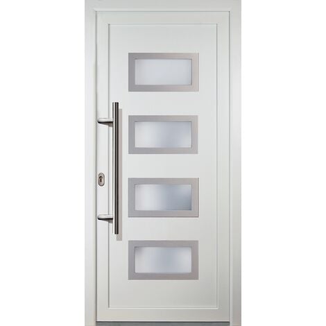 Portes d'entrée classique modèle 92, intérieur: blanc, extérieur: blanc largeur: 98cm, hauteur: 200cm, sens d'ouverture: tirant gauche