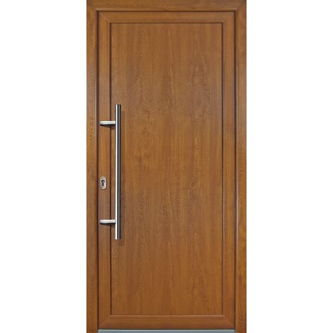 Portes d'entrée  Exklusiv modèle 01, intérieur: golden oak, extérieur: golden oak largeur: 88cm, hauteur: 200cm, sens d'ouverture: tirant gauche