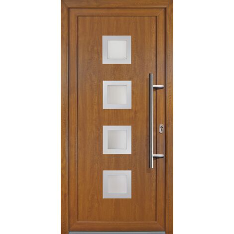 Portes d'entrée Exklusiv modèle 84, intérieur: golden oak, extérieur: golden oak largeur: 98cm, hauteur: 200cm, sens d'ouverture: tirant droit (1/5)
