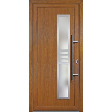 Portes d'entrée Exklusiv modèle 53, intérieur: golden oak, extérieur: golden oak largeur: 108cm, hauteur: 200cm, sens d'ouverture: tirant droit
