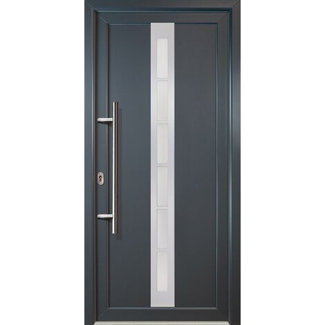 Portes d'entrée Exklusiv modèle 38, intérieur: titan, extérieur: titan largeur: 108cm, hauteur: 200cm, sens d'ouverture: tirant gauche