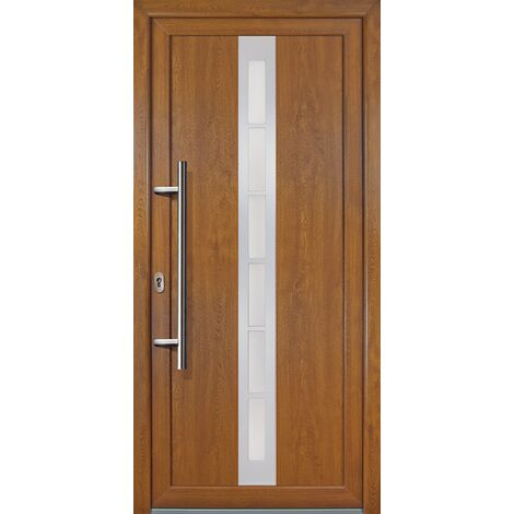 Portes d'entrée Exklusiv modèle 38, intérieur: blanc, extérieur: golden oak largeur: 108cm, hauteur: 200cm, sens d'ouverture: tirant gauche